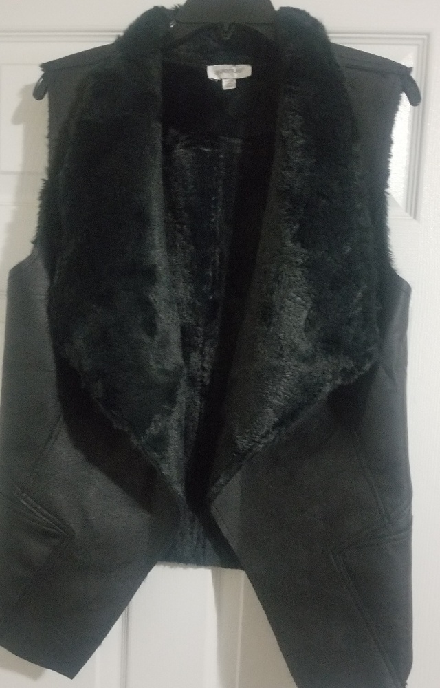 Black Faux Leather Vest
